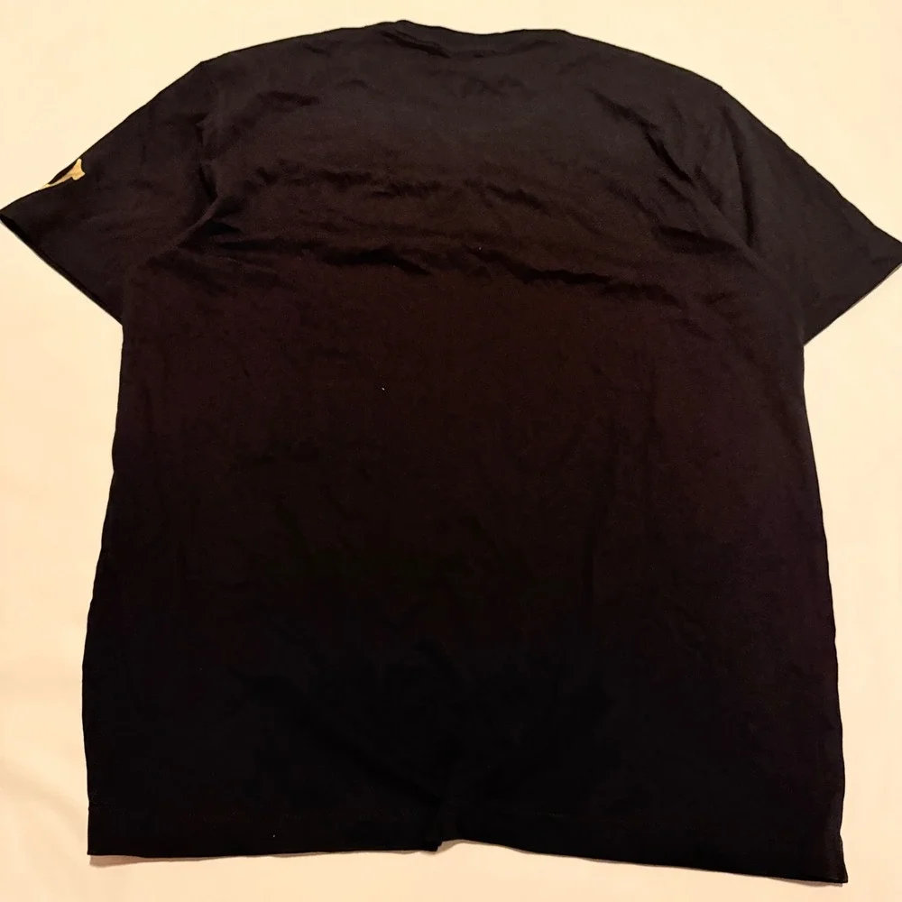 True Religion T-Shirt Mens 2XL Black Gold Foil Logo Graphic Short Sleeve Tee